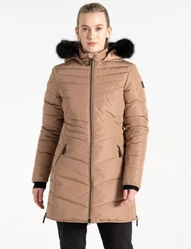 Women's Striking IV Padded Jacket in Light Brown Size: 10 - Light Brown - Size: 10 - Dare 2b - FashionsVida