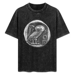 ANTIQUE OWL SILVER COIN T-Shirt Casual Everyday Short Sleeve T-Shirt