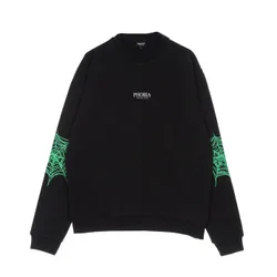 Felpa Leggera Girocollo Uomo Green Cobweb Print Crewneck Black/green