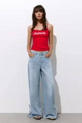 Wide-Leg Jeans With Bows (Size: )