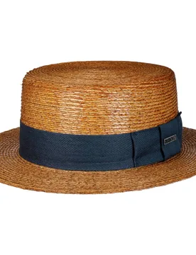 Revenco Boater Palm Straw Hat by - brown - Female - Size: M (56-57 cm) - Stetson - FashionsVida