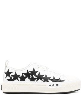 Star Motif Sneakers with Contrasting Logo and Lace-Up Closure