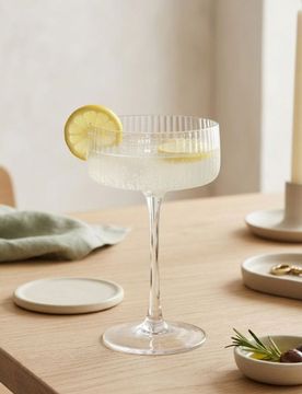 Bicchiere a stelo scanalato - clear
