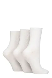 Women's 3 Pair SOCKSHOP Cotton Ribbed Socks White 4-8 - White - Size: Small