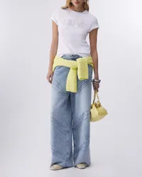 T-shirt Liu Jo bianca in cotone con logo in strass