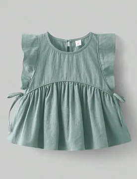 Camisa de uso diario casual y versátil con cuello redondo, unicolor y plisada para niña - Shein - FashionsVida