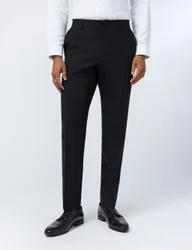 Slim Fit Wool Rich Flat Front Performance Trousers Black male