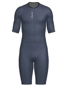 Leaf Short Sleeve Trisuit Asphalt Grey L Men - Santini - FashionsVida