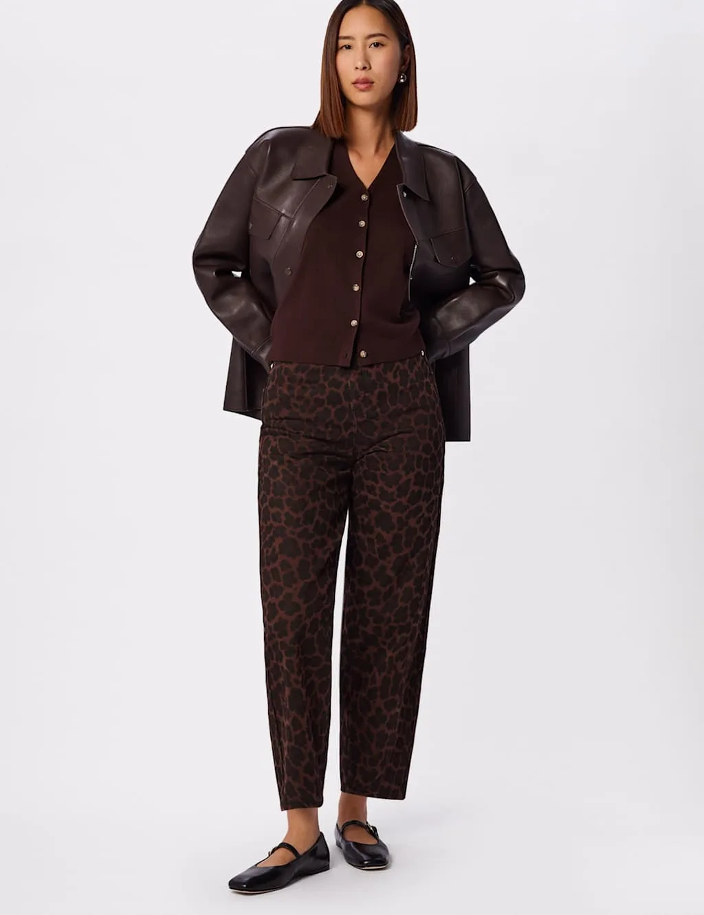 Leopard Print Barrel Cropped Jeans Multi female - Whistles - FashionsVida