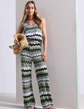 Hose mit Zick-Zack Muster female Grün