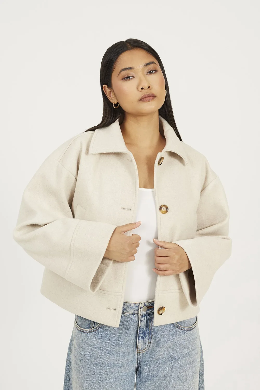 Short Collared Womens Jacket - - Size: 14 - Brave soul - FashionsVida