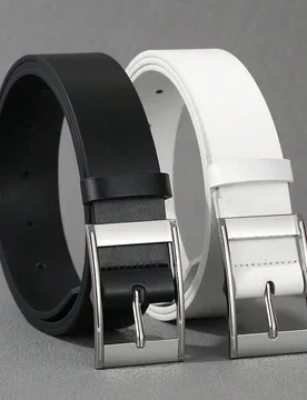 Juego de 2 piezas/3 piezas de cinturones para hombre con hebilla doble rectangular de color blanco K - Shein - FashionsVida