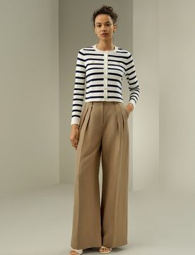 Pantaloni Seta-Lino 46: Eleganti e comodi con pieghe, perfetti per l'estate