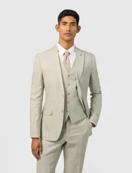 Slim Fit Linen Rich Single Breasted Suit Jacket Khaki male