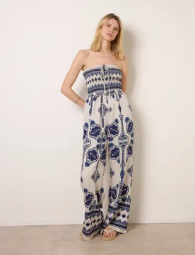 Tribal Print Jumpsuit - S/M / NAVY - female - Blue Vanilla - FashionsVida
