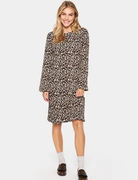 Women's IlyssaSZ Long Sleeve Printed Dress in Brown Size: Small - Brown - Size: S - Saint tropez - FashionsVida