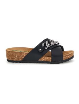 Ciabatte nere con catena e sottopiede in pelle 293A121SR 39