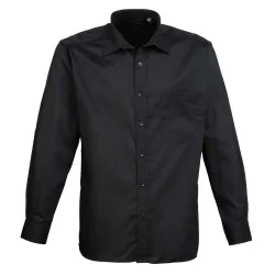 Mens Poplin Long-Sleeved Shirt (Black) - Size 16.5 Inch
