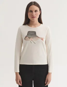 Camiseta de mujer 100% algodón de manga larga - Nice Things - FashionsVida
