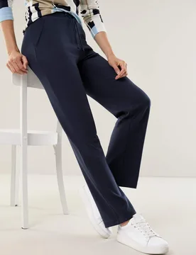 Extraglatt Freizeithose, noch offen: Filter Passform#normale Größen, Farbe Blau, 22, plattiert gearbeitet weicher Baumwollmix Damen - Walbusch - FashionsVida