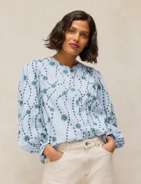Pure Cotton Printed Shirt Green Mix female - White stuff - FashionsVida