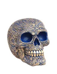 Barock Totenkopf blau aus Harz 11,5cm