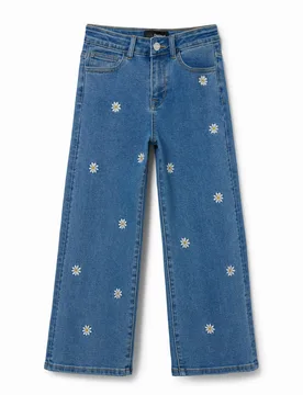Jean wide leg marguerites BLUE 3/4 female - Desigual - FashionsVida