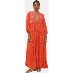 Vestido largo estampado con mangas largas