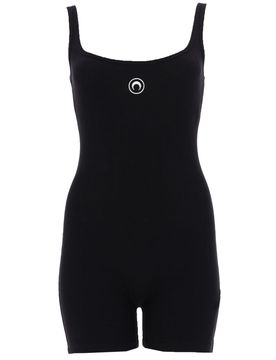 Moon Logo Ribbed Jersey Short Catsuit