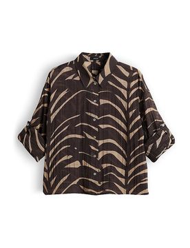 Blusa camisera FADENA LEAVES marrón 42