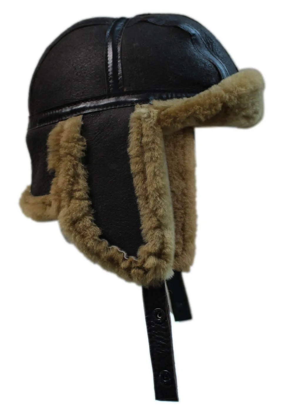 Mens Raf Aviator Sheepskin B-55 Trapper Hat - Brown - Size Medium - Infinity Leather - FashionsVida