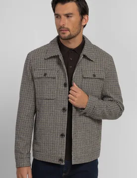 Hawkridge Mens Houndstooth Harrington Jacket - - Size: S - Steel & Jelly - FashionsVida