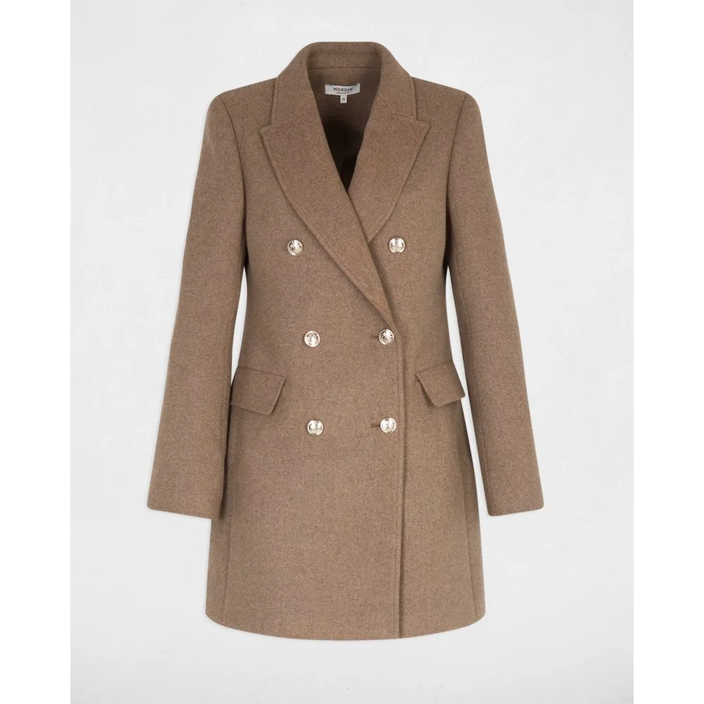 Abrigo de paño corto de mujer con botones a contraste - Morgan - FashionsVida