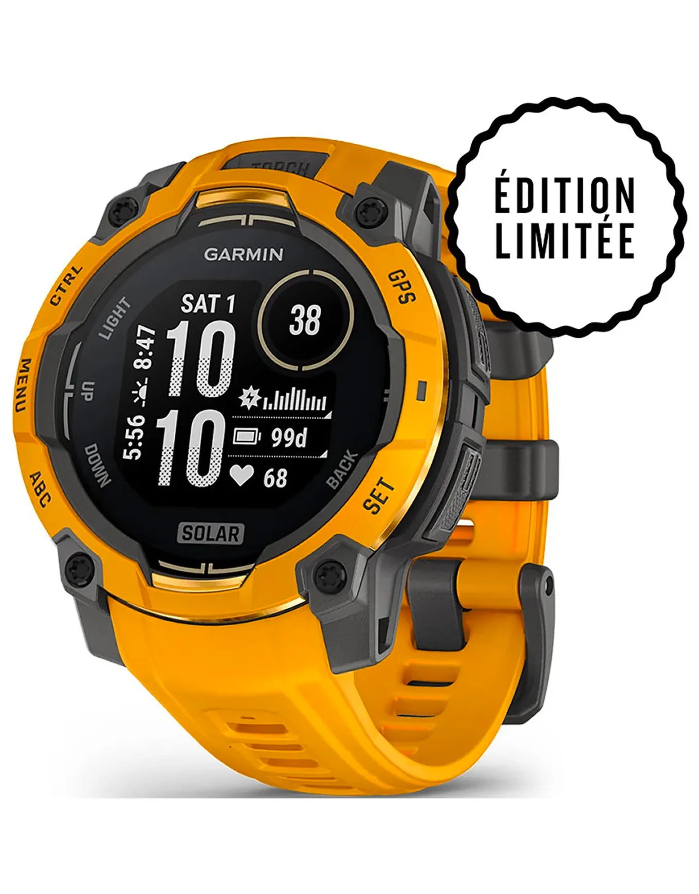Montre GPS - Instinct 3 45mm Solar Sunburst/Gray - Orange - Garmin - FashionsVida
