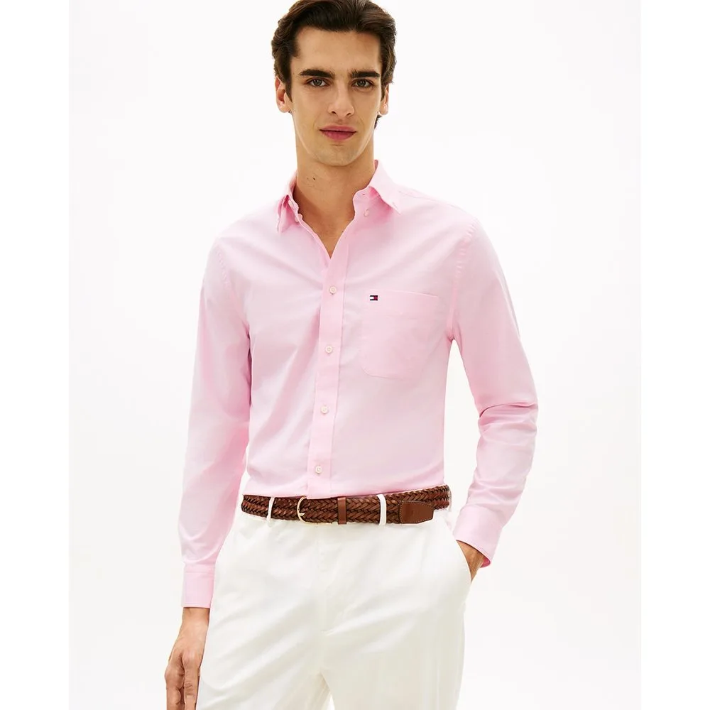 Camisa de caballero de manga larga tipo Oxford lisa - Tommy Hilfiger - FashionsVida