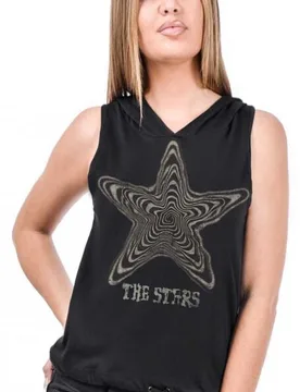 Top - Star Woman's Top - S bis XXL - für Damen - Größe XL - schwarz - Frauen - female - Outer Vision - FashionsVida