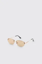 Herren Ovale Getönte Sonnenbrille Brown
