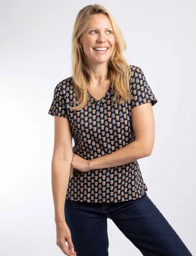 Women's Merica Printed Jersey T-Shirt in Mid Navy Size: 8 - Mid Navy - Size: 8 - Weird Fish - FashionsVida