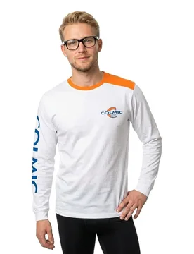 Logo Long Sleeve T-shirt White / Orange 4XL Men - Colmic - FashionsVida