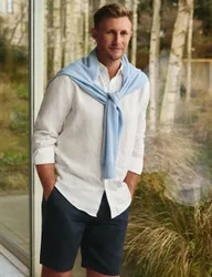 Slim Fit Pure Linen Shirt White male