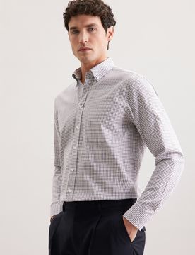 Regular Flanellhemd Karo Grau 40