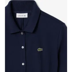 Vestido de petit piqué con Cinturón de mujer y cuello Polo de mujer en marrón