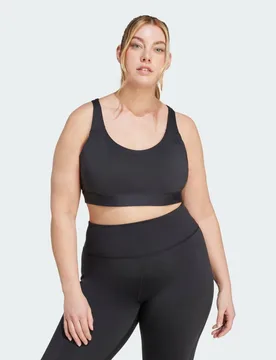 All Me Essentials Medium Support Bra (Plus Size) 1X Black - Adidas - FashionsVida