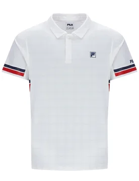Pattern White Men’s Polo Tennis T-Shirt - XS - FILA Tennis - FashionsVida