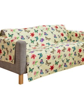 Frottee-Sofaschoner „Schmetterling“ gelb mehrfarbig