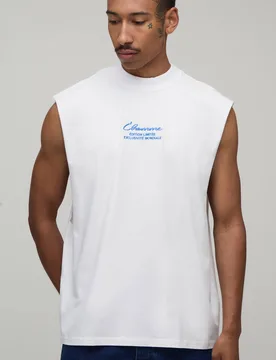 Men's Oversized L' Embroidered Tank White Size Medium White M - boohooMAN - FashionsVida