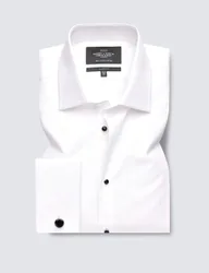 Classic Fit Easy Iron Pure Cotton Textured Dinner Shirt White male
