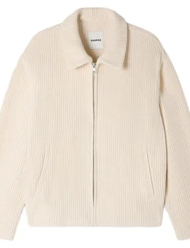 Cazadora de hombre de punto acanalado cierre cremallera - sandro - FashionsVida
