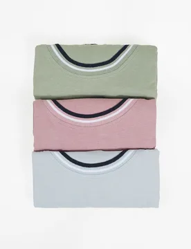 Pack Mens Crew Neck T-Shirts with Rib Detail - Brave soul - FashionsVida