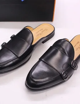 Double Buckle Ankle Men Casual Shoes Sandals Men's Large Size Summer Fashion Versatile Personalized Semi Slippers Men's Cowhide - Aliexpress - FashionsVida